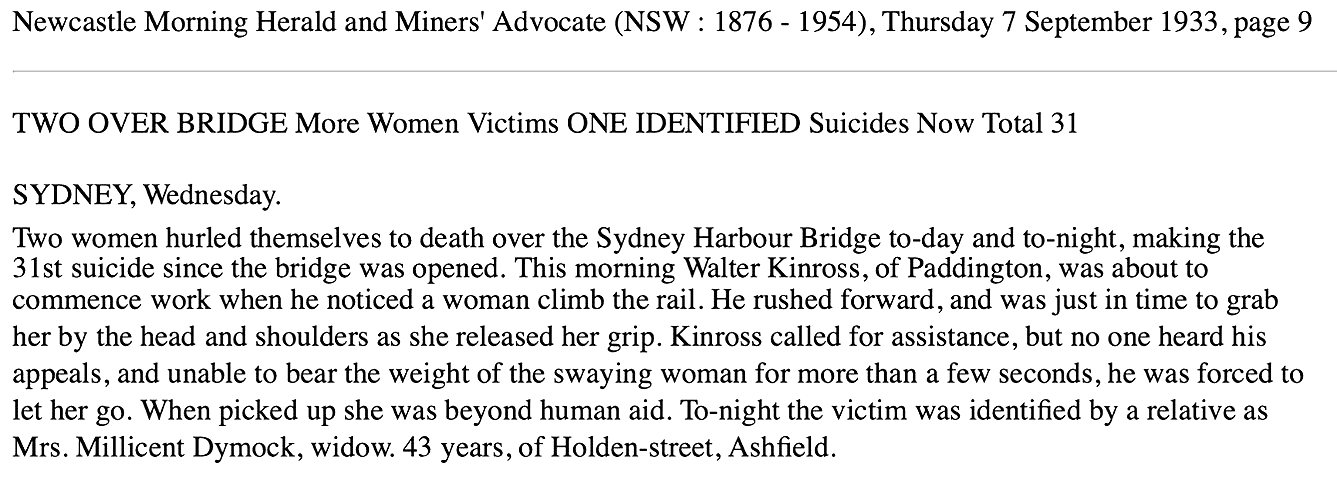 One Account of the many of Millicent’s Death